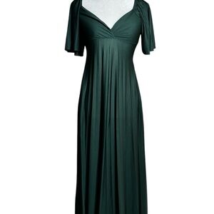Green Ruched Empire Waist Gown